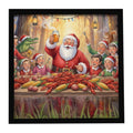 Cajun Santa Claus Crawfish Boil Christmas Framed Metal Print Bathroom, Kitchen, Office, Home Decor Wall Art Ready to Hang, Square, 8X8