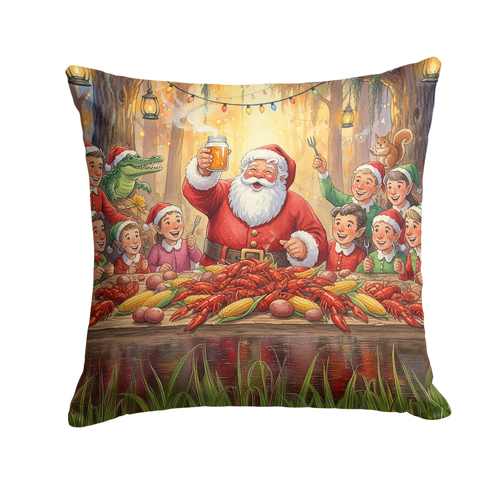 Cajun Santa Claus Crawfish Boil Christmas Decorative Throw Pillow 18x18 Indoor Outdoor Accent Cushion, Fabric Cover with Insert for Sofa, Bed, Porch & Living Room