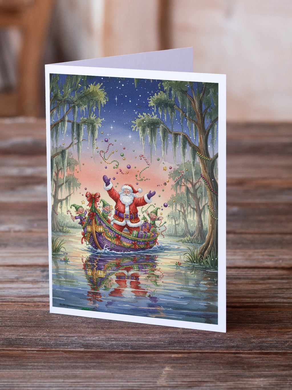 Cajun Santa Claus in the Bayou Christmas Parade Christmas Greeting Cards Pack of 8 Blank Cards with Envelopes Whimsical A7 Size 5x7
