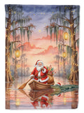 Cajun Santa Claus in the Pirogue Christmas House Flag 28x40 Porch Sleeve Pole Decorative Outside Yard Banner Artwork Wall Hanging, Polyester