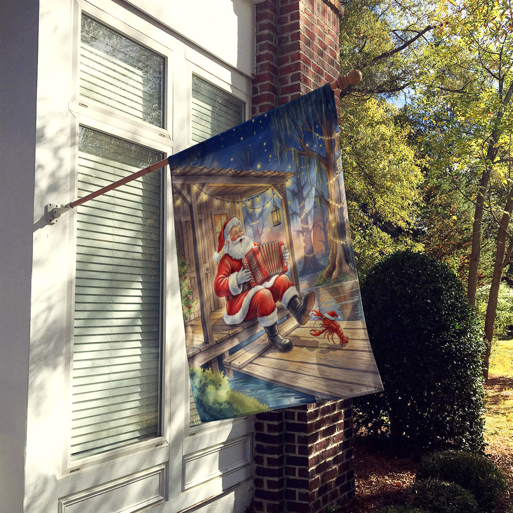 Cajun Santa Claus Playing Zydeco Christmas House Flag 28x40 Porch Sleeve Pole Decorative Outside Yard Banner Artwork Wall Hanging, Polyester