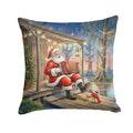Cajun Santa Claus Playing Zydeco Christmas Decorative Throw Pillow 18x18 Indoor Outdoor Accent Cushion, Fabric Cover with Insert for Sofa, Bed, Porch & Living Room