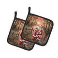 Cajun Santa Claus with Crawfish Christmas Pot Holder Set of 2 Heat Resistant Quilted Hot Pads 7.5 x 7.5 Inch, Insulated Kitchen Trivets for Cooking & Baking