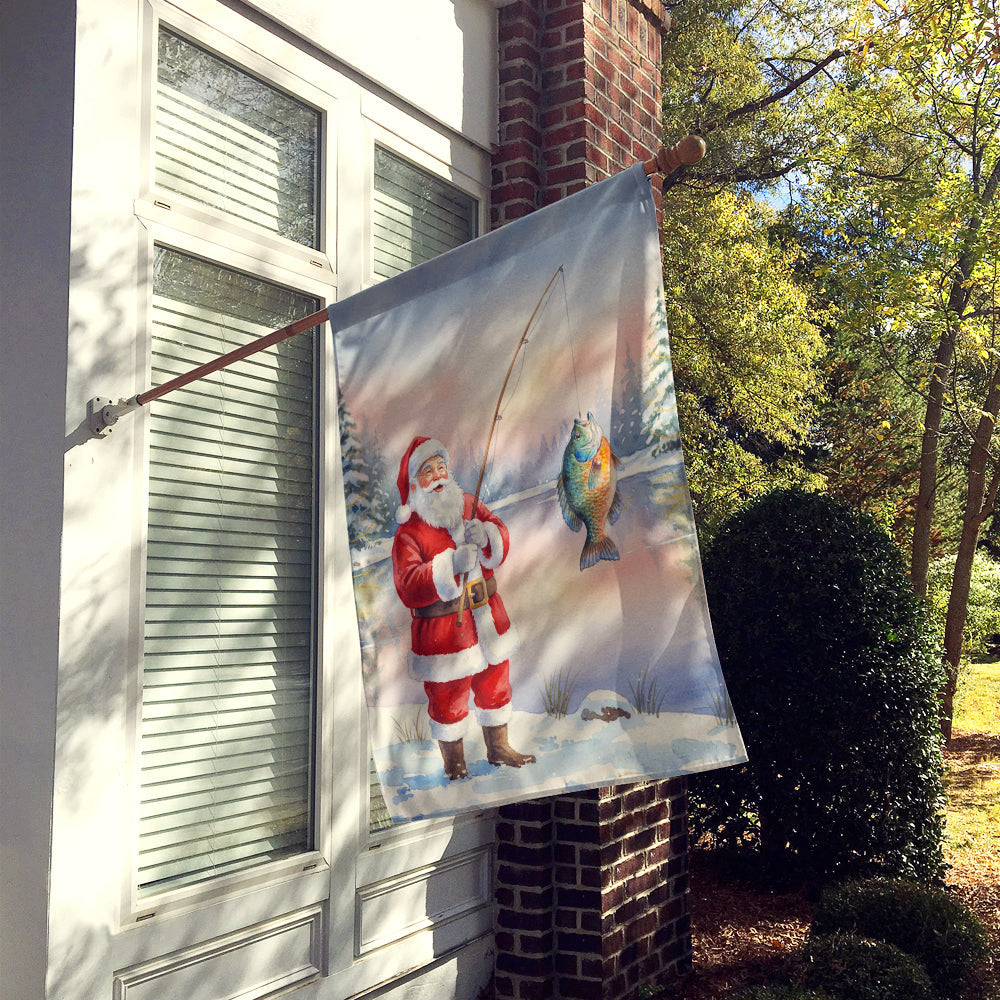Fishing Santa Claus with Bluegill Christmas House Flag 28x40 Porch Sleeve Pole Decorative Outside Yard Banner Artwork Wall Hanging, Polyester