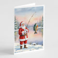 Fishing Santa Claus with Bluegill Christmas Greeting Cards Pack of 8 Blank Cards with Envelopes Whimsical A7 Size 5x7