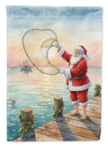 Fishing Santa Claus with Castnet Christmas House Flag 28x40 Porch Sleeve Pole Decorative Outside Yard Banner Artwork Wall Hanging, Polyester
