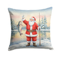 Fishing Santa Claus with Catfish Christmas Decorative Throw Pillow 18x18 Indoor Outdoor Accent Cushion, Fabric Cover with Insert for Sofa, Bed, Porch & Living Room