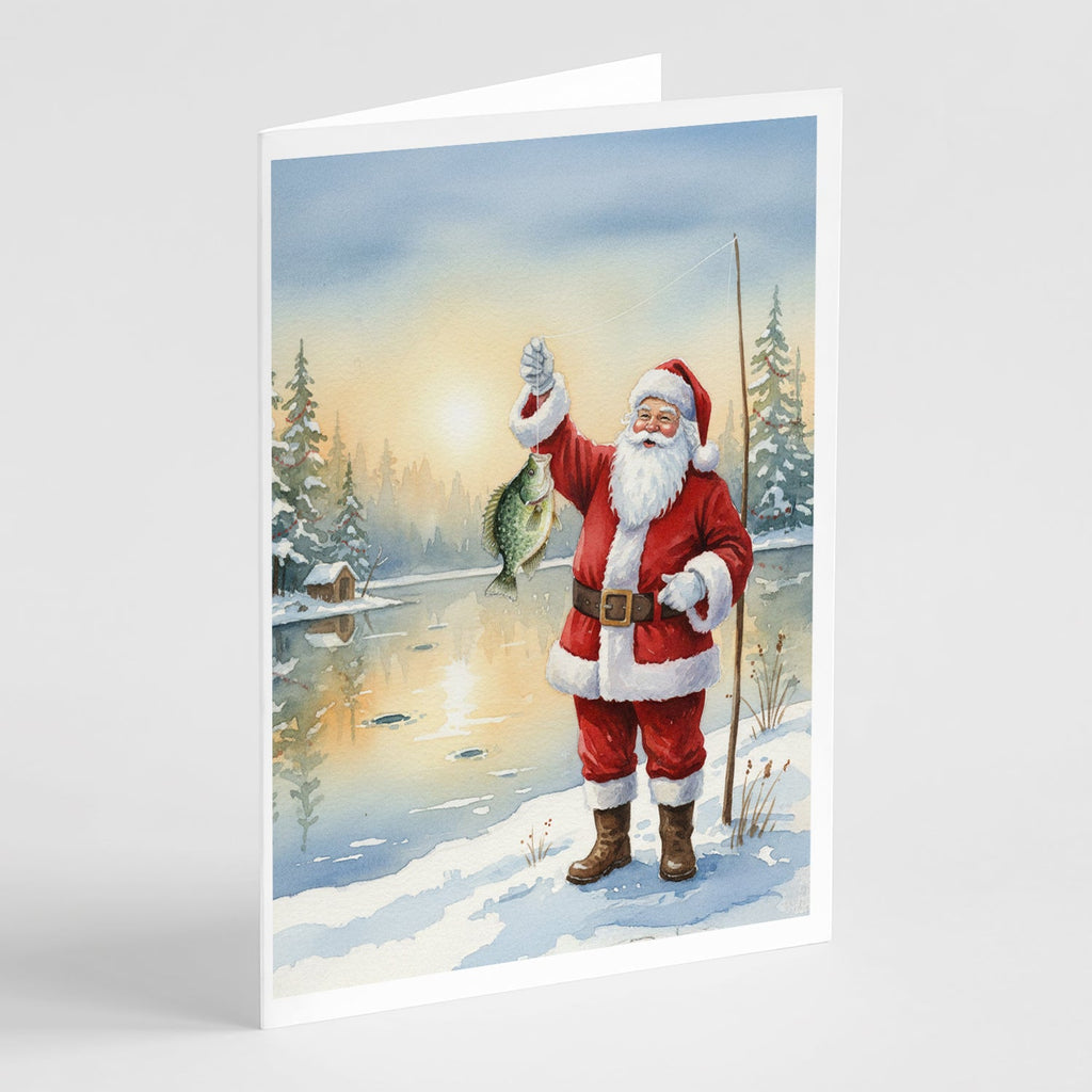 Fishing Santa Claus with Crappie Christmas Greeting Cards Pack of 8 Blank Cards with Envelopes Whimsical A7 Size 5x7
