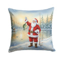 Fishing Santa Claus with Crappie Christmas Decorative Throw Pillow 14x14 Indoor Outdoor Accent Cushion, Fabric Cover with Insert for Sofa, Bed, Porch & Living Room