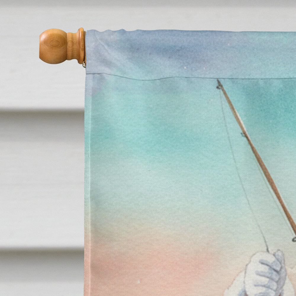 Fishing Santa Claus with Flounder Christmas House Flag 28x40 Porch Sleeve Pole Decorative Outside Yard Banner Artwork Wall Hanging, Polyester