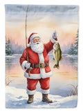 Fishing Santa Claus with Smallmouth Bass Christmas House Flag 28x40 Porch Sleeve Pole Decorative Outside Yard Banner Artwork Wall Hanging, Polyester