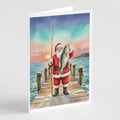 Fishing Santa Claus with Speckled Trout Christmas Greeting Cards Pack of 8 Blank Cards with Envelopes Whimsical A7 Size 5x7
