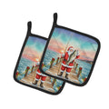 Fishing Santa Claus with Speckled Trout Christmas Pot Holder Set of 2 Heat Resistant Quilted Hot Pads 7.5 x 7.5 Inch, Insulated Kitchen Trivets for Cooking & Baking