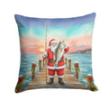 Fishing Santa Claus with Speckled Trout Christmas Decorative Throw Pillow 14x14 Indoor Outdoor Accent Cushion, Fabric Cover with Insert for Sofa, Bed, Porch & Living Room