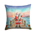 Fishing Santa Claus with Speckled Trout Christmas Decorative Throw Pillow 18x18 Indoor Outdoor Accent Cushion, Fabric Cover with Insert for Sofa, Bed, Porch & Living Room