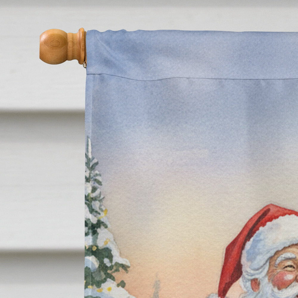 Fishing Santa Claus with Striped Bass Christmas House Flag 28x40 Porch Sleeve Pole Decorative Outside Yard Banner Artwork Wall Hanging, Polyester