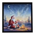 Santa Claus by the Campfire Christmas Framed Metal Print Bathroom, Kitchen, Office, Home Decor Wall Art Ready to Hang, Square, 8X8
