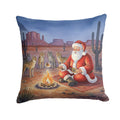 Santa Claus by the Campfire Under the Stars Christmas Decorative Throw Pillow 14x14 Indoor Outdoor Accent Cushion, Fabric Cover with Insert for Sofa, Bed, Porch & Living Room