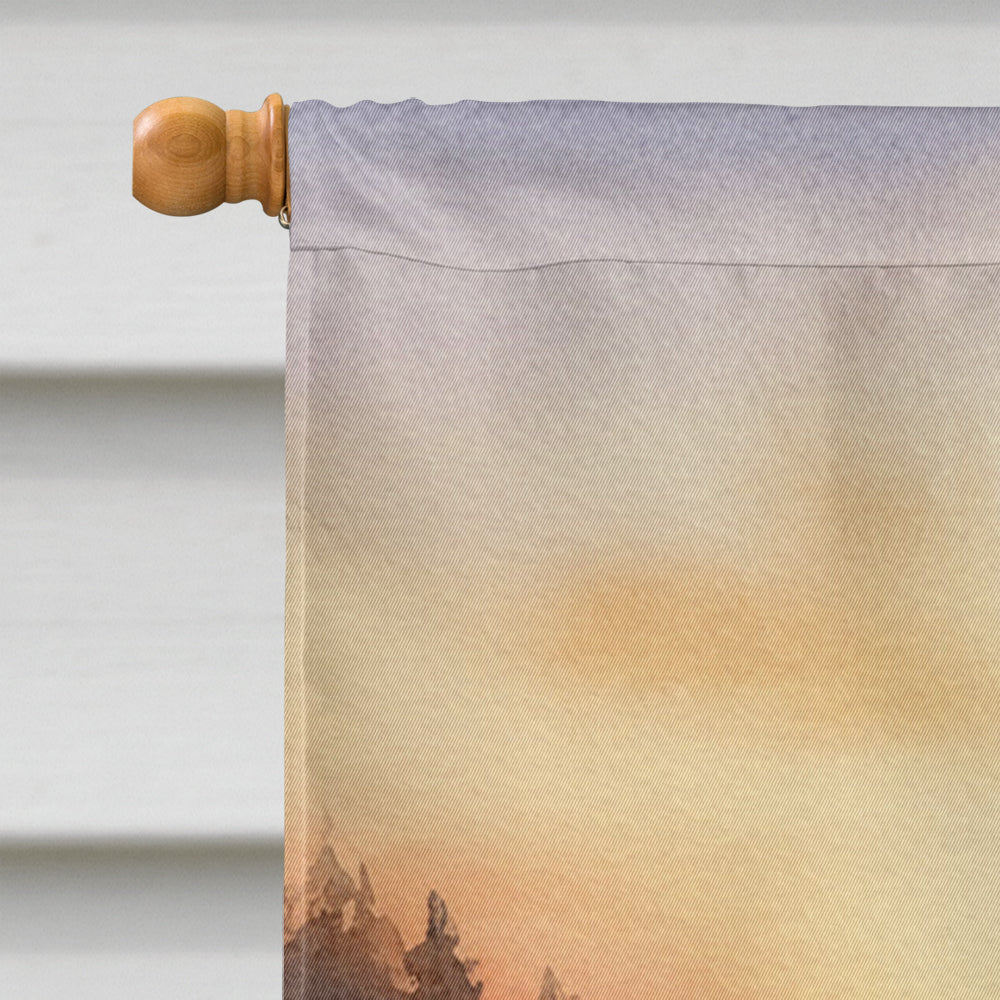 Santa Claus Canoeing at Sunset Christmas House Flag 28x40 Porch Sleeve Pole Decorative Outside Yard Banner Artwork Wall Hanging, Polyester