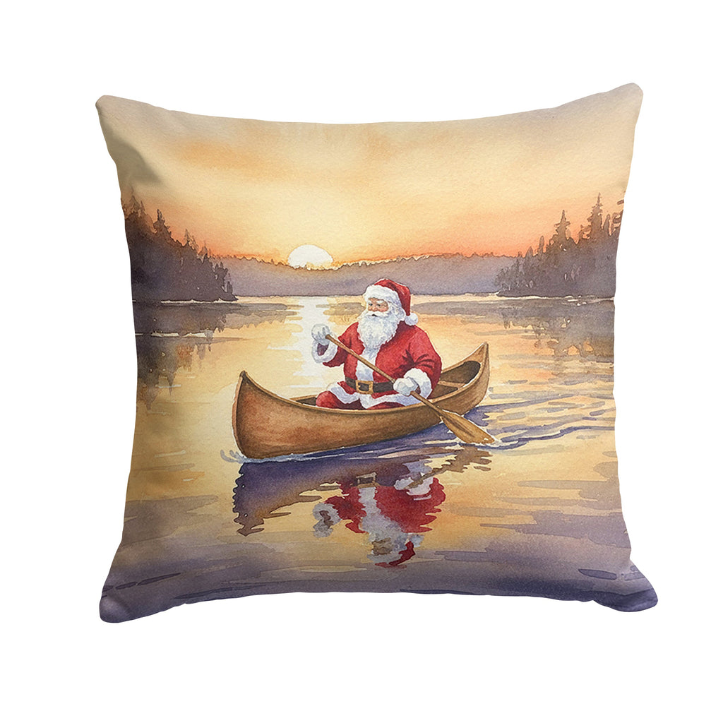 Santa Claus Canoeing at Sunset Christmas Decorative Throw Pillow 14x14 Indoor Outdoor Accent Cushion, Fabric Cover with Insert for Sofa, Bed, Porch & Living Room