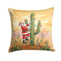 Santa Claus Decorating a Cactus Christmas Decorative Throw Pillow 14x14 Indoor Outdoor Accent Cushion, Fabric Cover with Insert for Sofa, Bed, Porch & Living Room