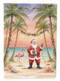 Santa Claus Decorating Palm Tree Christmas House Flag 28x40 Porch Sleeve Pole Decorative Outside Yard Banner Artwork Wall Hanging, Polyester