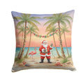 Santa Claus Decorating Palm Tree Christmas Decorative Throw Pillow 18x18 Indoor Outdoor Accent Cushion, Fabric Cover with Insert for Sofa, Bed, Porch & Living Room