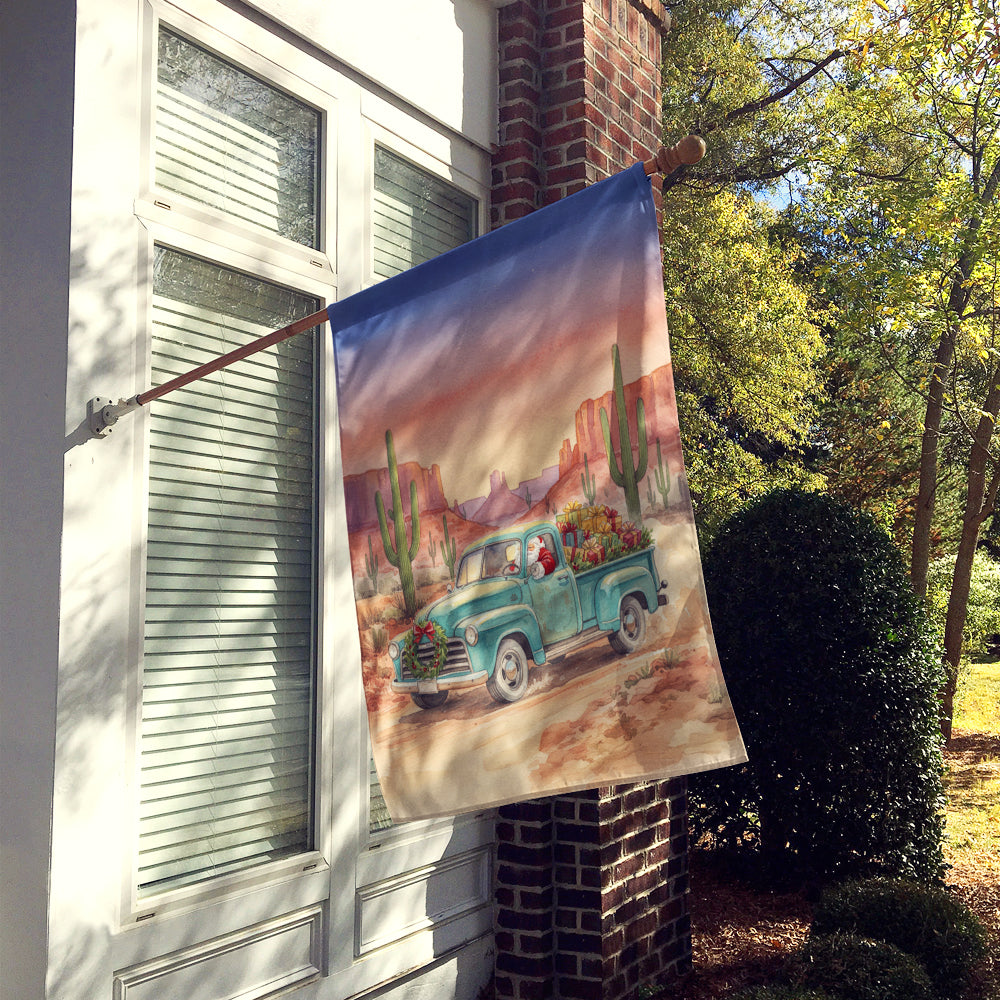 Santa Claus Delivering Gifts in an Old Pickup  Christmas House Flag 28x40 Porch Sleeve Pole Decorative Outside Yard Banner Artwork Wall Hanging, Polyester