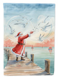 Santa Claus Feeding the Seagulls Christmas House Flag 28x40 Porch Sleeve Pole Decorative Outside Yard Banner Artwork Wall Hanging, Polyester