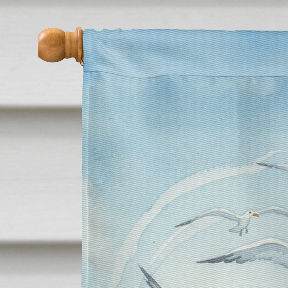 Santa Claus Feeding the Seagulls Christmas House Flag 28x40 Porch Sleeve Pole Decorative Outside Yard Banner Artwork Wall Hanging, Polyester