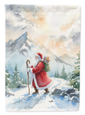 Santa Claus Hiking in the Mountains Christmas House Flag 28x40 Porch Sleeve Pole Decorative Outside Yard Banner Artwork Wall Hanging, Polyester