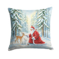 Santa Claus in the Forest with Wildlife Christmas Decorative Throw Pillow 14x14 Indoor Outdoor Accent Cushion, Fabric Cover with Insert for Sofa, Bed, Porch & Living Room