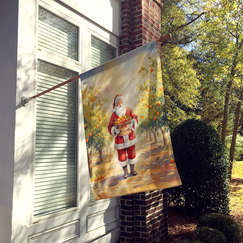Santa Claus in the Orange Grove Christmas House Flag 28x40 Porch Sleeve Pole Decorative Outside Yard Banner Artwork Wall Hanging, Polyester