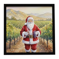 Santa Claus in the Vineyard Christmas Framed Metal Print Bathroom, Kitchen, Office, Home Decor Wall Art Ready to Hang, Square, 8X8