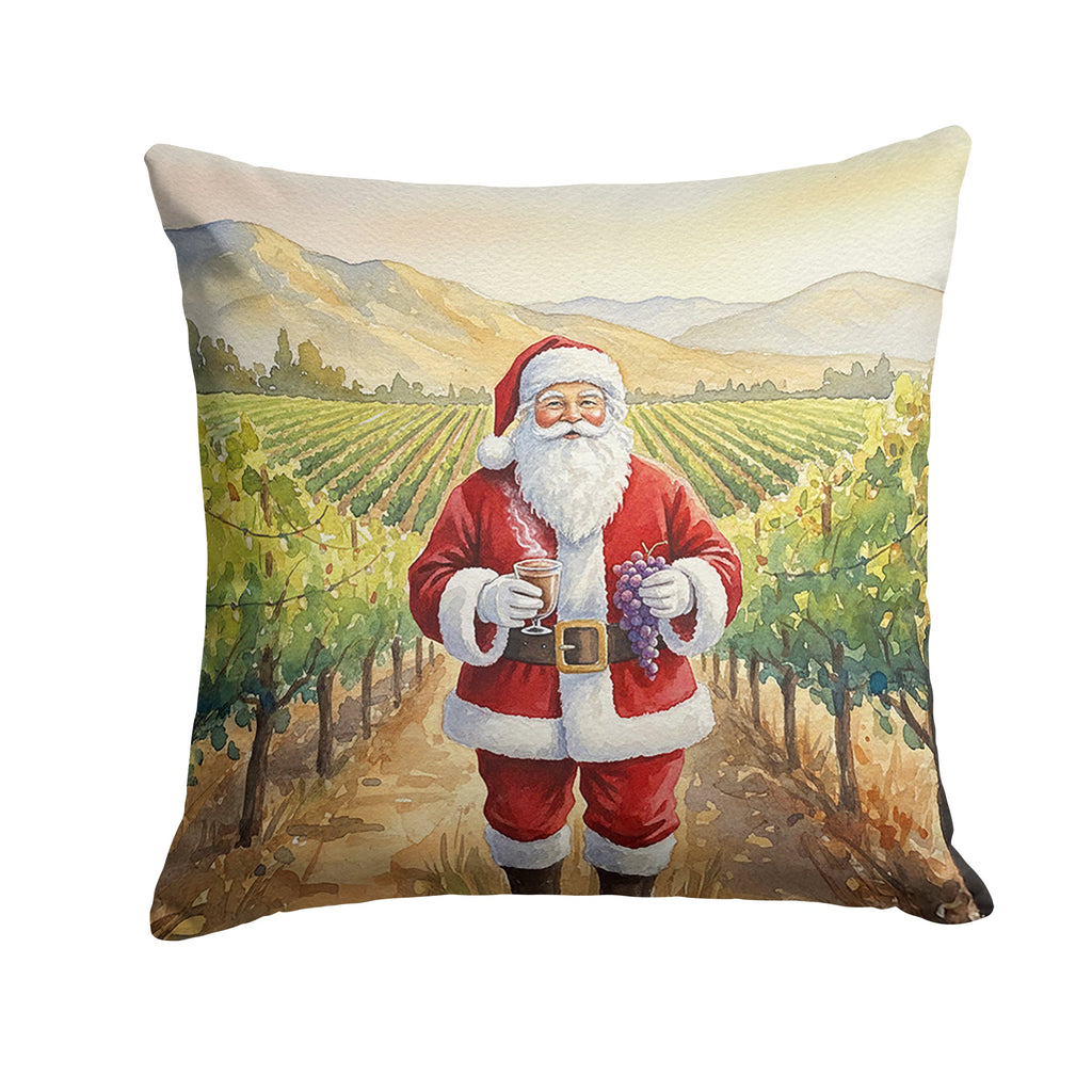 Santa Claus in the Vineyard Christmas Decorative Throw Pillow 14x14 Indoor Outdoor Accent Cushion, Fabric Cover with Insert for Sofa, Bed, Porch & Living Room