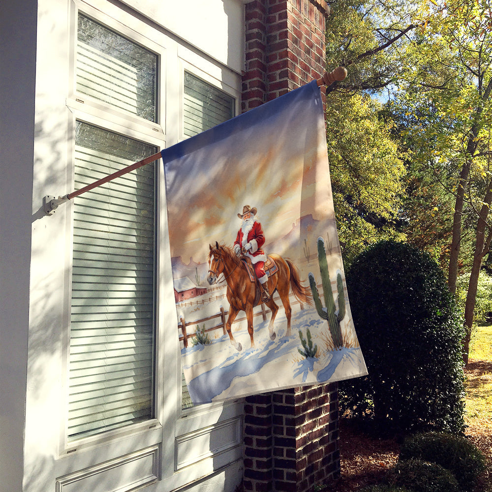 Santa Claus on Horseback at the Ranch Christmas House Flag 28x40 Porch Sleeve Pole Decorative Outside Yard Banner Artwork Wall Hanging, Polyester