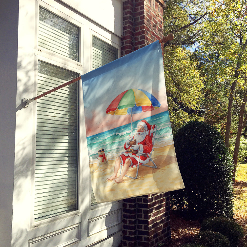 Santa Claus on the Beach Christmas House Flag 28x40 Porch Sleeve Pole Decorative Outside Yard Banner Artwork Wall Hanging, Polyester