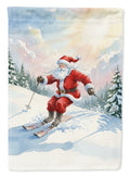 Santa Claus Skiing Downhill Christmas House Flag 28x40 Porch Sleeve Pole Decorative Outside Yard Banner Artwork Wall Hanging, Polyester