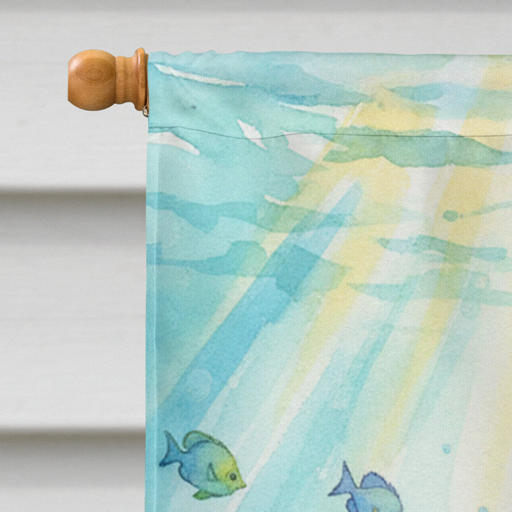 Santa Claus Snorkeling with a Sea Turtle Christmas House Flag 28x40 Porch Sleeve Pole Decorative Outside Yard Banner Artwork Wall Hanging, Polyester