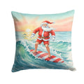 Santa Claus Surfing Christmas Morning Christmas Decorative Throw Pillow 14x14 Indoor Outdoor Accent Cushion, Fabric Cover with Insert for Sofa, Bed, Porch & Living Room