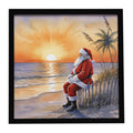 Santa Claus Watching the Sunset Christmas Framed Metal Print Bathroom, Kitchen, Office, Home Decor Wall Art Ready to Hang, Square, 8X8