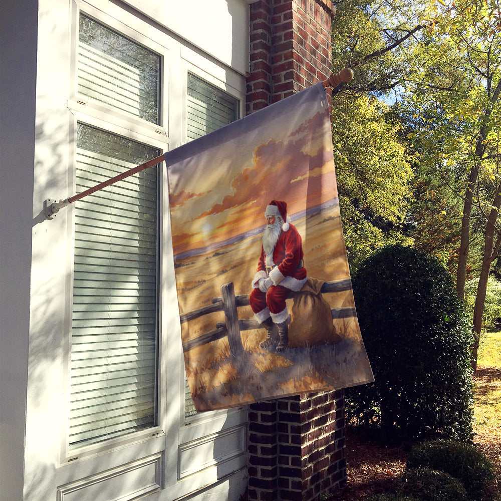 Santa Claus Watching the Sunset on the Prairie Christmas House Flag 28x40 Porch Sleeve Pole Decorative Outside Yard Banner Artwork Wall Hanging, Polyester