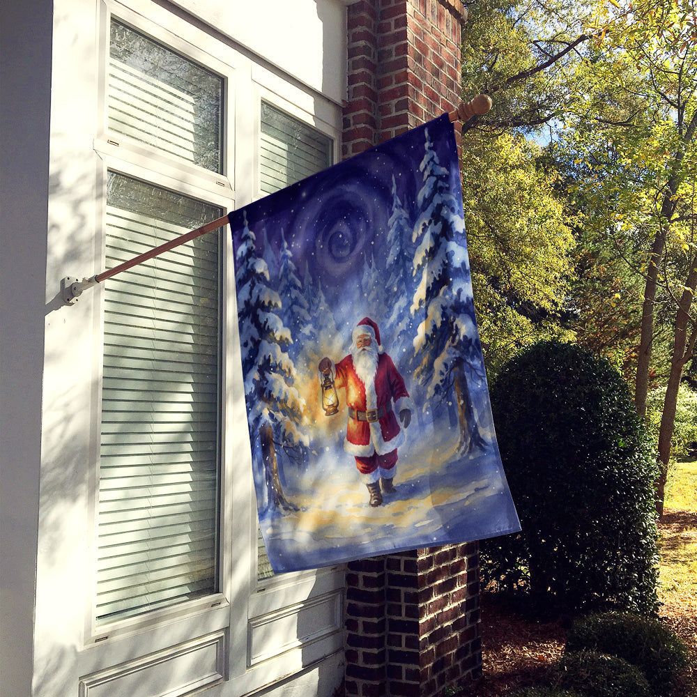 Santa Claus with a Lantern in the Woods Christmas House Flag 28x40 Porch Sleeve Pole Decorative Outside Yard Banner Artwork Wall Hanging, Polyester