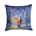 Santa Claus with a Lantern in the Woods Christmas Decorative Throw Pillow 18x18 Indoor Outdoor Accent Cushion, Fabric Cover with Insert for Sofa, Bed, Porch & Living Room