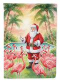 Santa Claus with Flamingos Christmas House Flag 28x40 Porch Sleeve Pole Decorative Outside Yard Banner Artwork Wall Hanging, Polyester