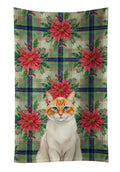 Flame Point Cat with Poinsettias Kitchen Towel Velour Plush Front and Cotton Loop Back Machine Washable
