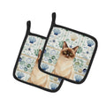 Chocolate Point Cat Coastal Sea Glass Pot Holder Set of 2 Heat Resistant Quilted Hot Pads 7.5 x 7.5 Inch, Insulated Kitchen Trivets for Cooking & Baking