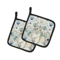 Dilute Calico Cat Coastal Sea Glass Pot Holder Set of 2 Heat Resistant Quilted Hot Pads 7.5 x 7.5 Inch, Insulated Kitchen Trivets for Cooking & Baking