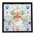 Flame Point Cat Coastal Sea Glass Framed Metal Print Bathroom, Kitchen, Office, Home Decor Wall Art Ready to Hang, Square, 8X8