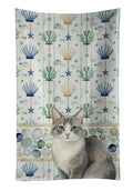 Gray and White Cat Coastal Sea Glass Kitchen Towel Velour Plush Front and Cotton Loop Back Machine Washable